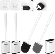 Due set di spazzole per il water, spazzola per il water in silicone, fissaggio a muro, asciuga rapidamente, set di spazzole antibatteriche per la pulizia del water in bagno (grigio + nero)