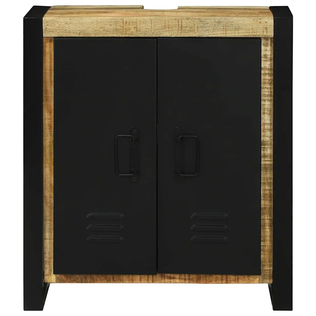 Mobile da Bagno | Armadio sottolavello con porta Marrone Legno di mango massello