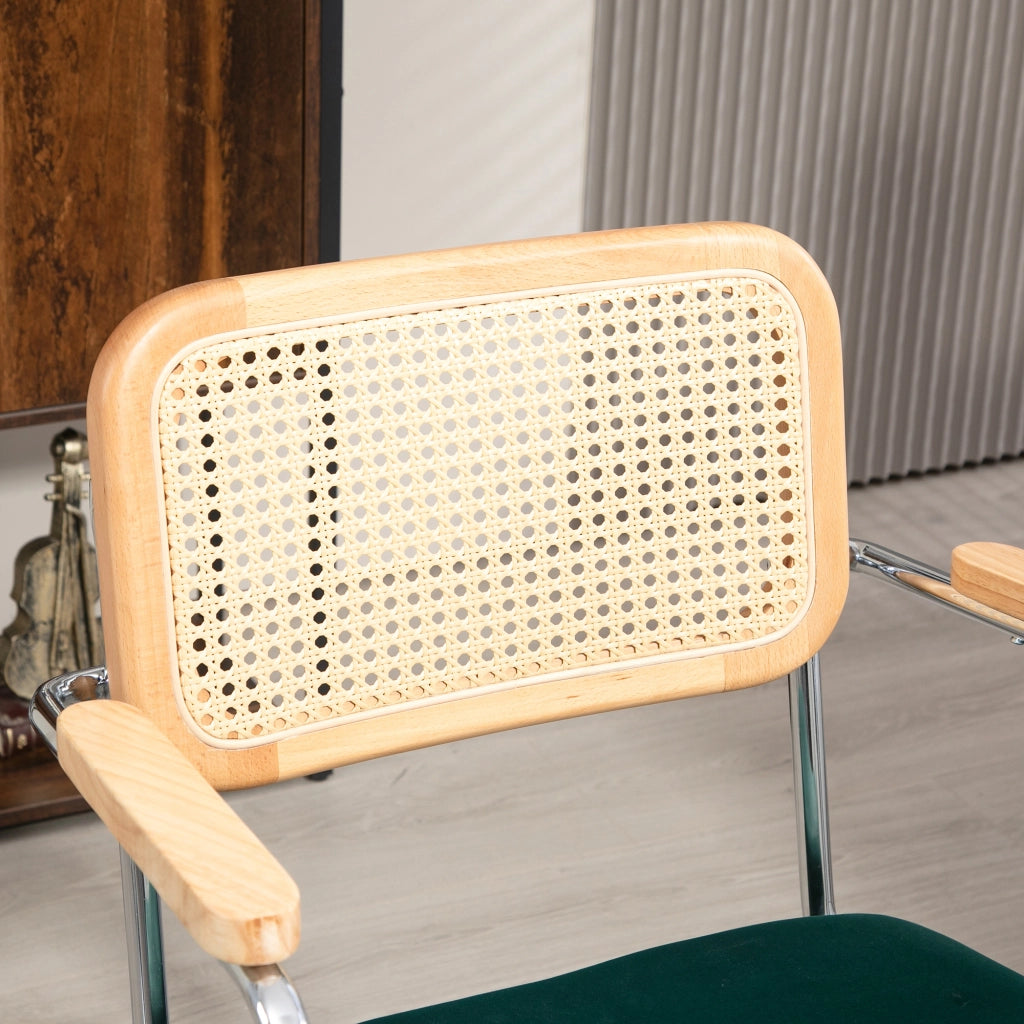 Sedia da Ufficio Girevole Regolabile ¨C Xylo ¨C Braccioli in Legno, Design Boho, Verde, 120kg