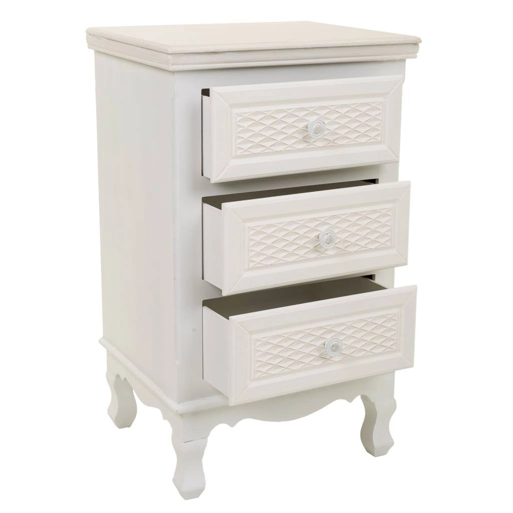 Comodino in legno bianco 41x33,5x68