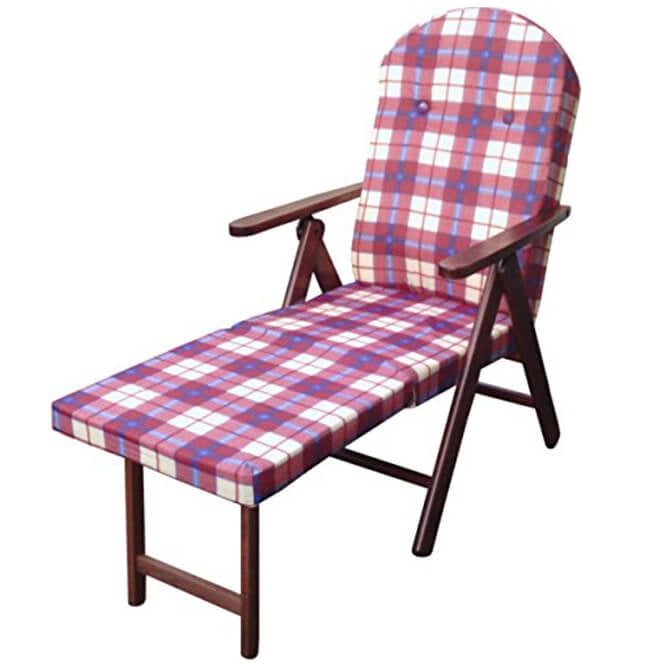 Poltrona Sdraio 4 posizioni con cuscino in Cotone Legno cm 84x75x110 - PERCY