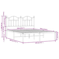 Giroletto con Testiera in Metallo Nero 140x190 cm 353439