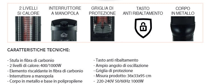 STUFA AL CARBONIO 900W SA9815
