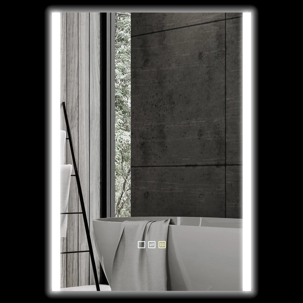 Specchio da Bagno con Luce LED ¨C zephmum ¨C Argento 70x50x3 cm