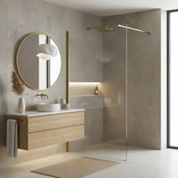 Parete Doccia Rea Flexi Transparent / Brush Gold 130