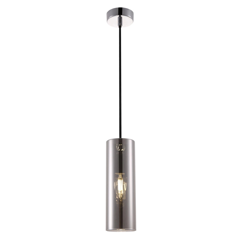 Lampada sospensione tubo vetro Gioia Maytoni cromo Ø8cm
