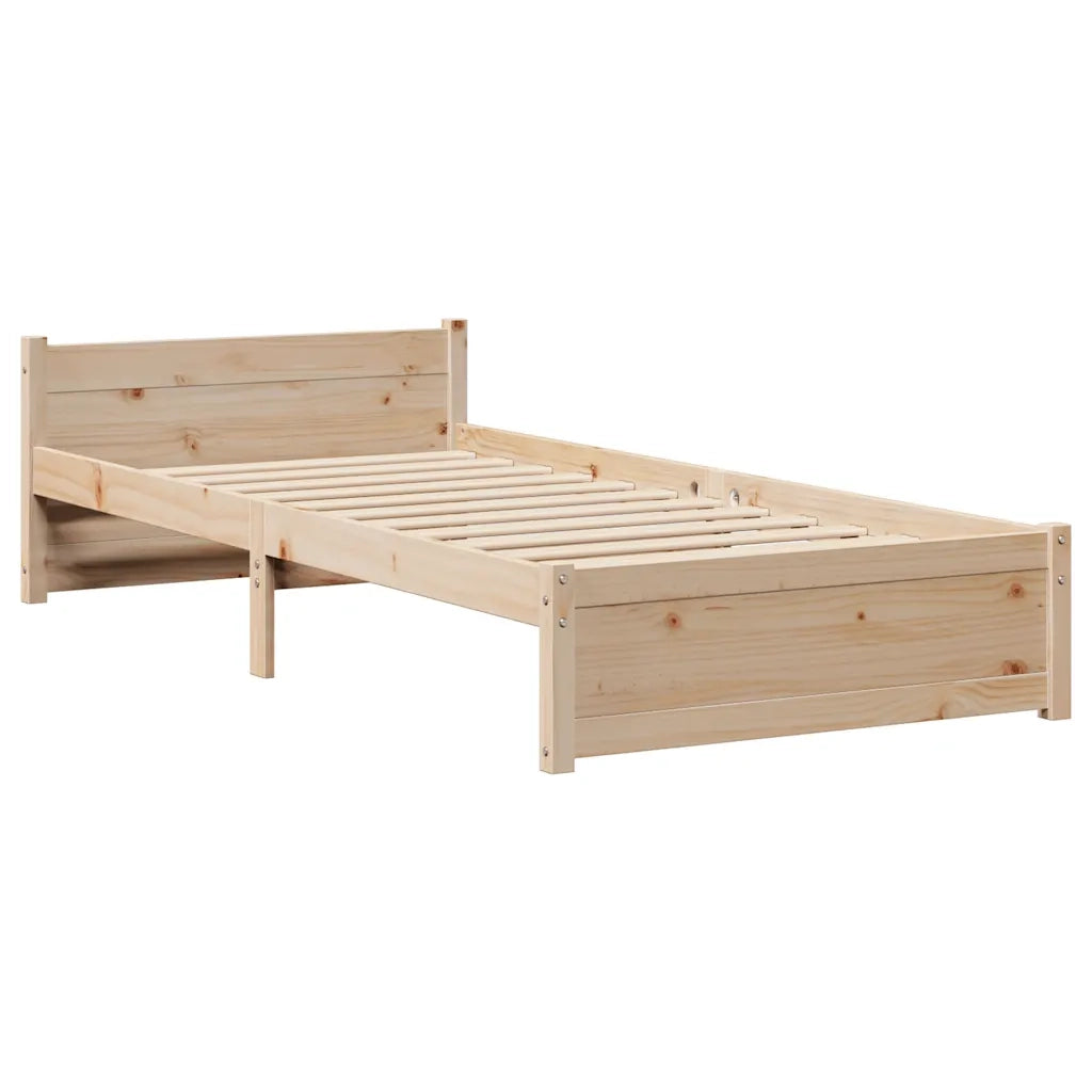 Giroletto con Testiera 90x190 cm in Legno Massello di Pino 3306748