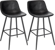 Bar con schienale - Con schienale regolabile - Pelle sintetica - Sedute bar - Ergonomica - Altezza seduta 63cm - Nero - Set da 2 - Cucina e bar