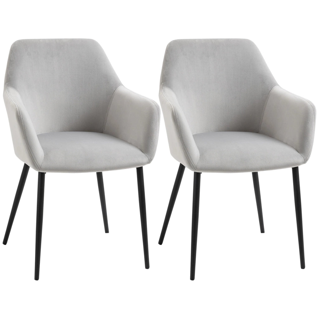 Easycomfort Set 2 Sedie per Soggiorno Nordiche con Schienale e Braccioli Ricurvi e Seduta Imbottita, 54x57x80 cm, Grigio