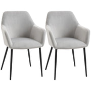 Easycomfort Set 2 Sedie per Soggiorno Nordiche con Schienale e Braccioli Ricurvi e Seduta Imbottita, 54x57x80 cm, Grigio