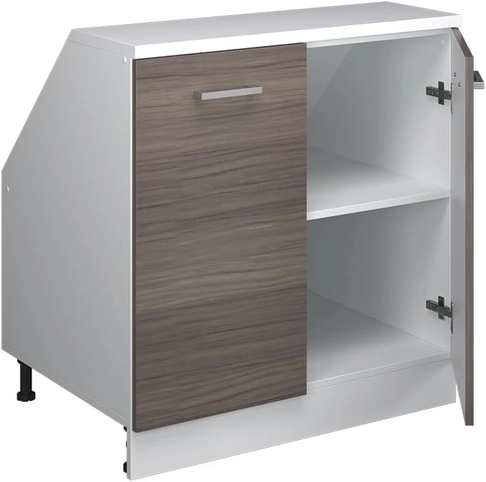 Mobile sottotetto Rion, Grigio nobile, 80 x 81.6 cm con 2 porte, carcassa 60 cm profondità, adatto per il salvaspazio sotto tetti spioventi