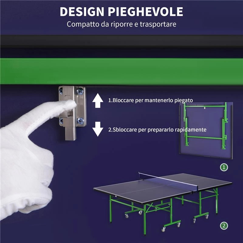 TAVOLO DA PING PONG PROFESSIONALE CON RUOTE 152.5 X 274 X 76CM