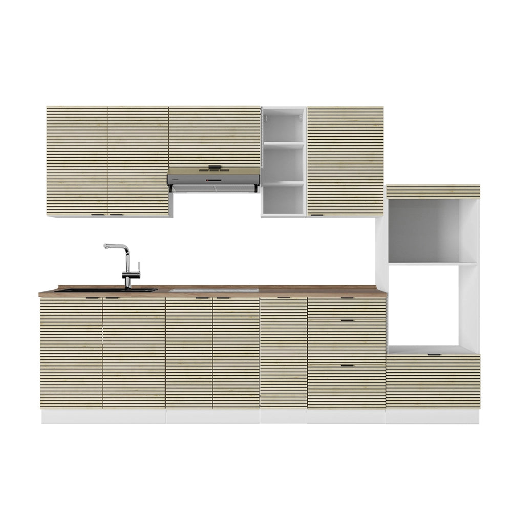 Cucina componibile Fame-Line Pannello in quercia/Bianco 280 cm, PL Rovere Vicco