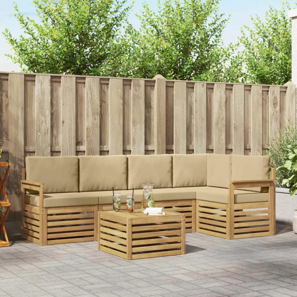 Set di divani da esterno 6 pcs Bianco e Beige 59 x 59 x 37 cm