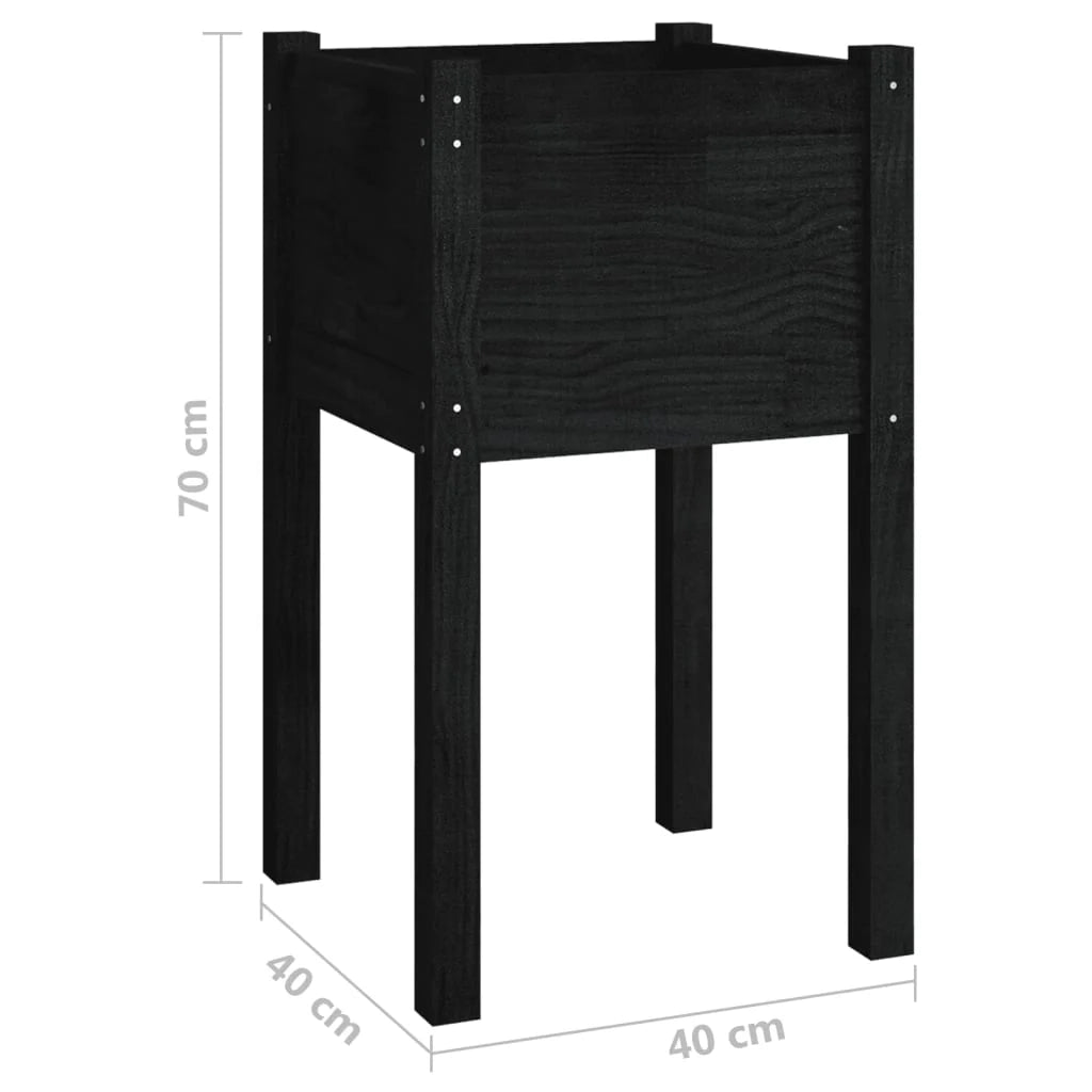 Fioriera rialzata per piante fiori patio o giardino esterno 40 x 40 x 70 cm legno massello di pino nero 02_0038551