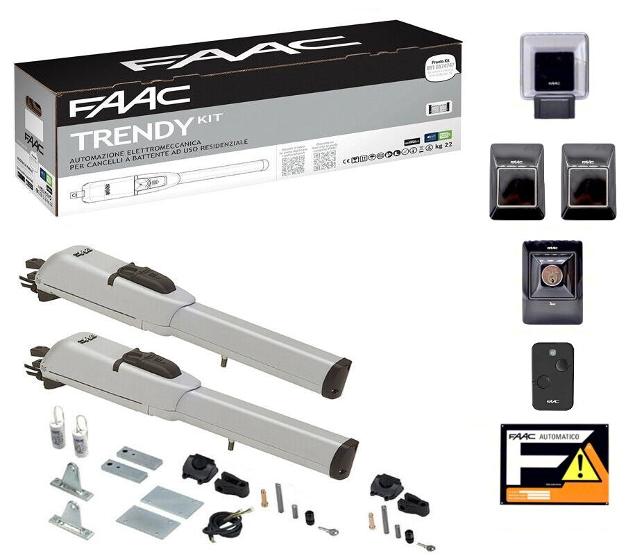 KIT AUTOMAZIONE PER CANCELLI A BATTENTE 230V TRENDY FAAC 104419445 AUTOMATISMI