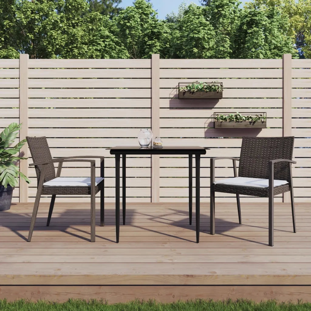 Set Pranzo da Giardino 3pz con Cuscini in Polyrattan e Acciaiocod mxl 124534