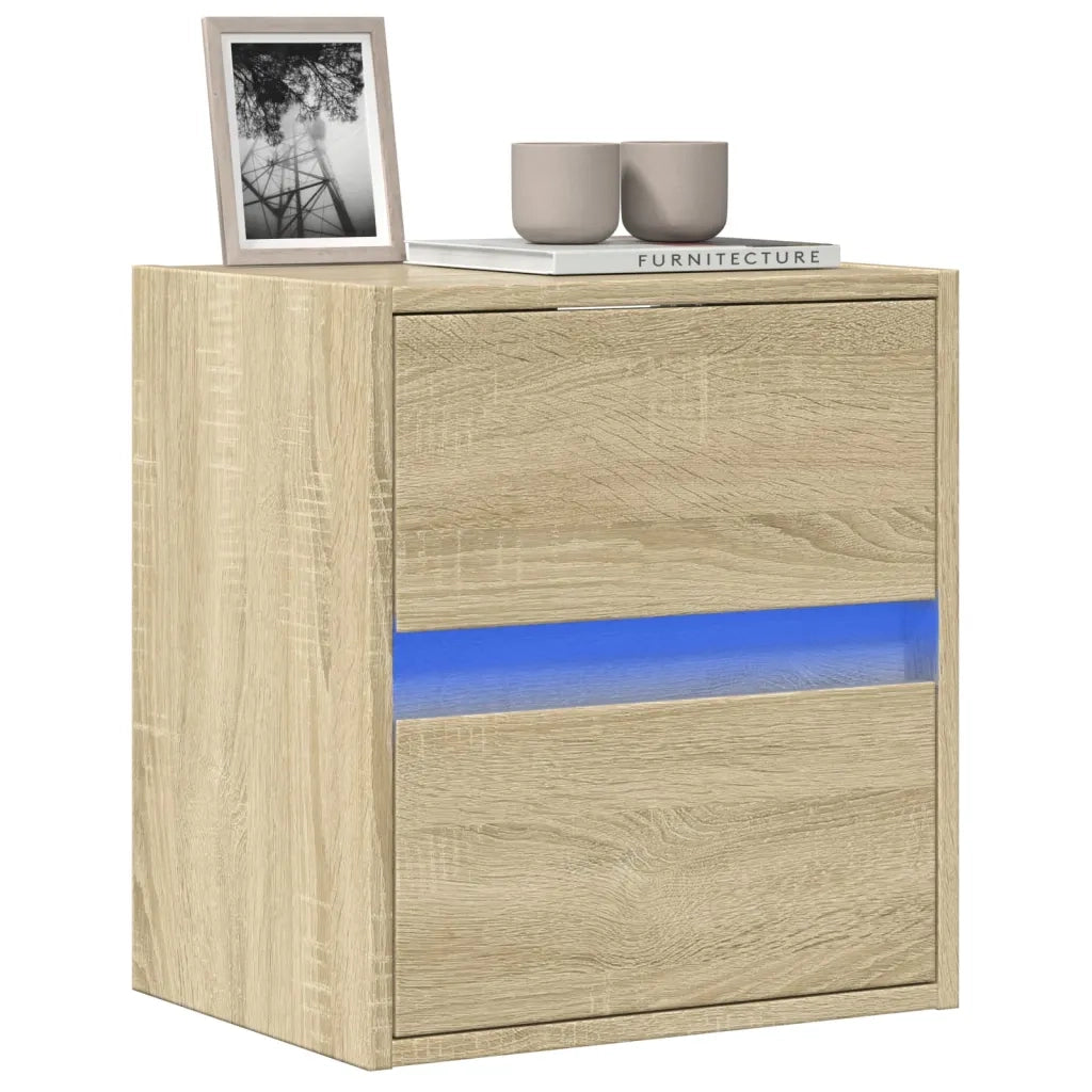 Mobile TV a Parete con Luci LED Rovere Sonoma 41x31x45 cm 852275