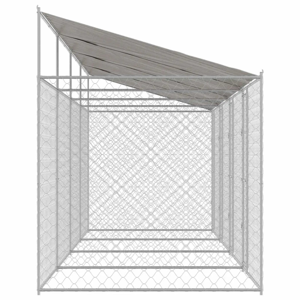 Gabbia per Cani con Tetto Argento 800 x 200 x 256 cm 3368300