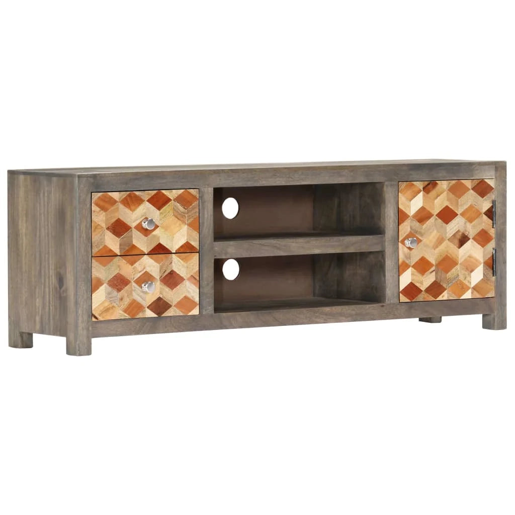 Mobile TV multimediale mensola TV credenza TV sala da pranzo soggiorno camera da letto 120 x 30 x 40 cm legno massello di mango grigio 02_0025836