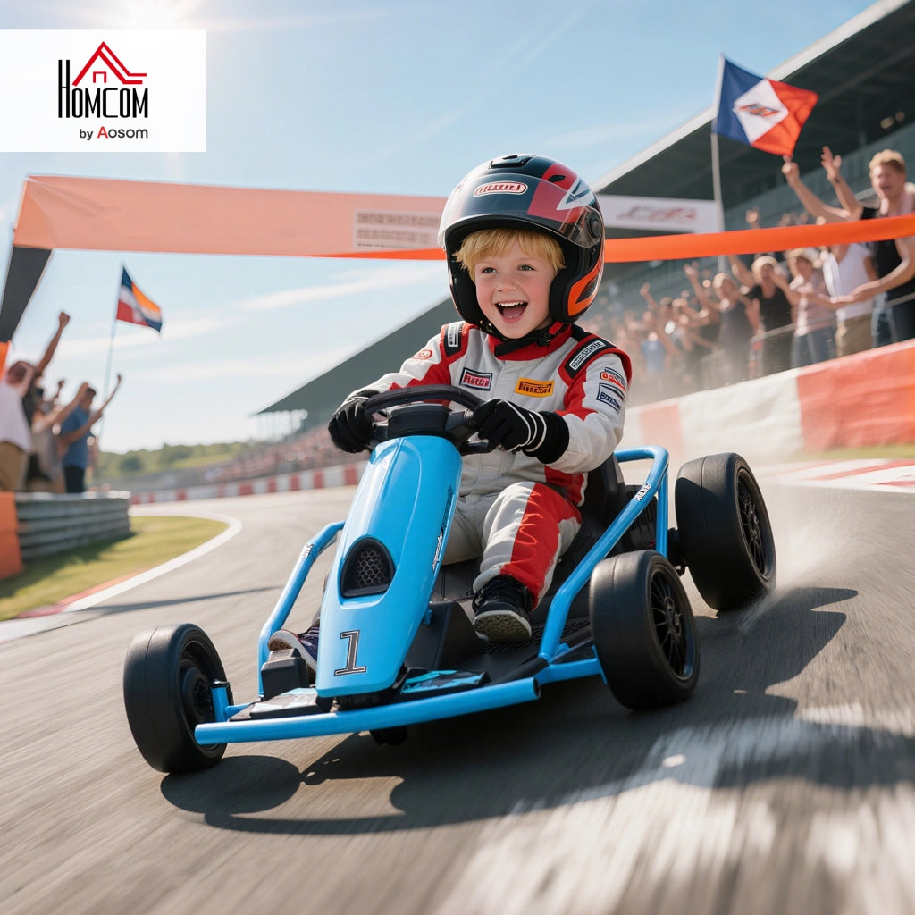 Kart Électrique pour Enfants 24 V Go Kart Mode Drift 8 à 12 ans Bleu