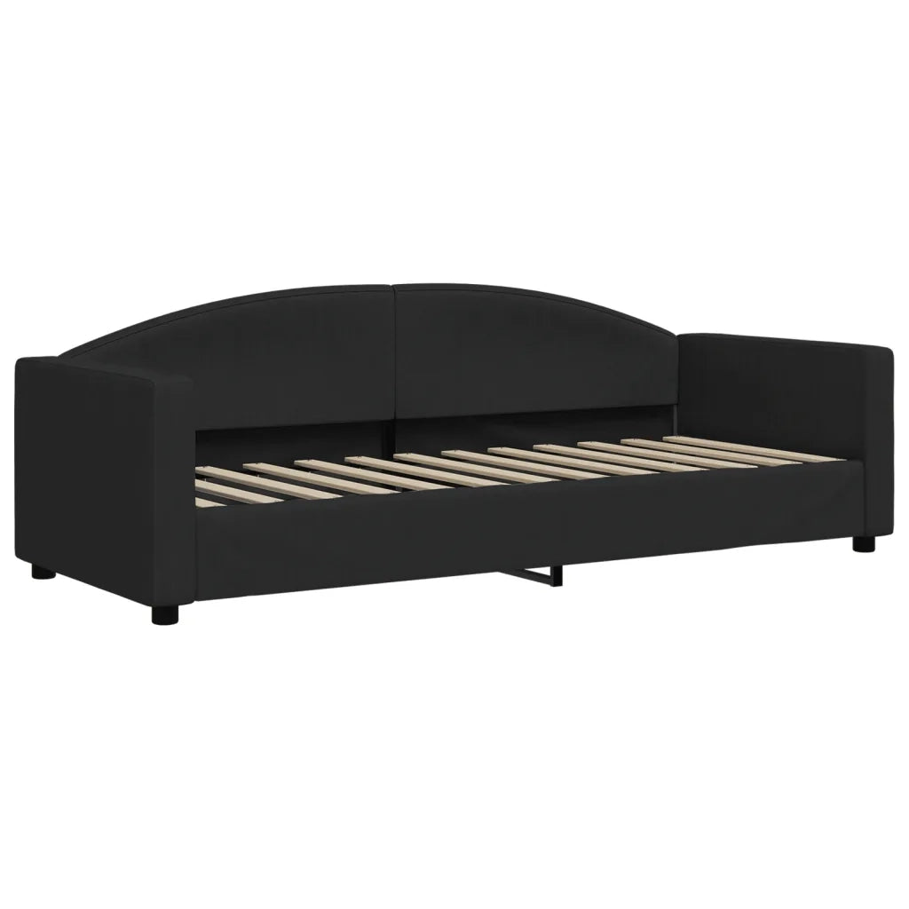 Divano Letto Estraibile con Materassi Nero 80x200 cm Tessuto