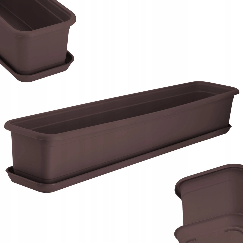 Vaso da fiori rettangolare KADAX per balcone, 80 cm con supporto in plastica.