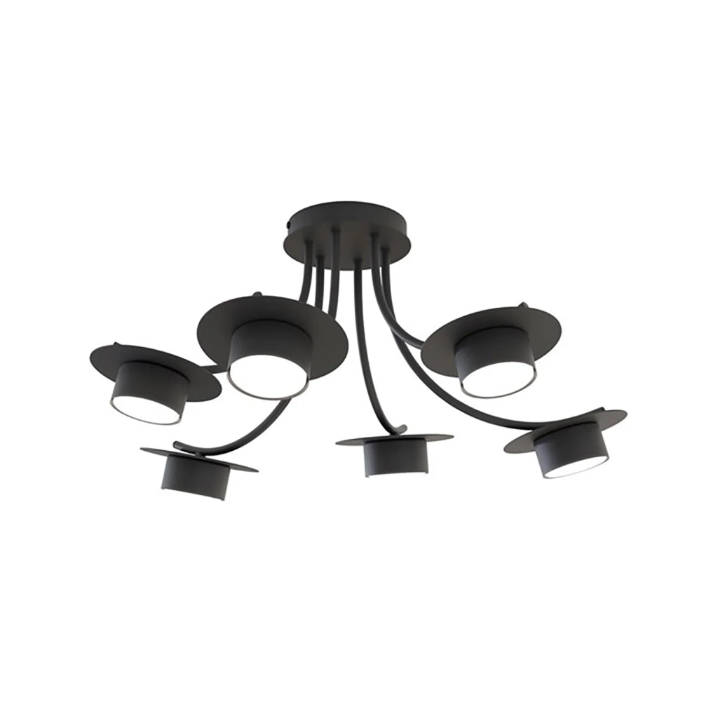 Plafoniera Moderna Giunone Acciaio Nero 6 Luci Gx53 Ip20
