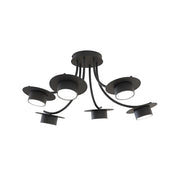 Plafoniera Moderna Giunone Acciaio Nero 6 Luci Gx53 Ip20