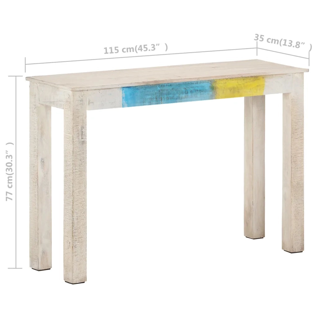 Tavolo Consolle | Tavolo d'Ingresso Bianco 115x35x77 cm in Legno di Mango Grezzo