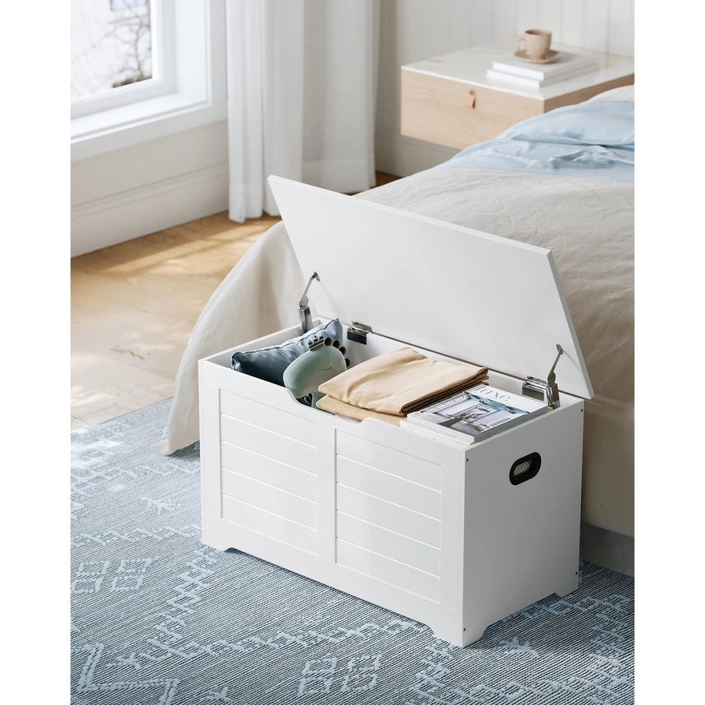Panca Contenitore Oslo in Legno Bianco con Maniglie