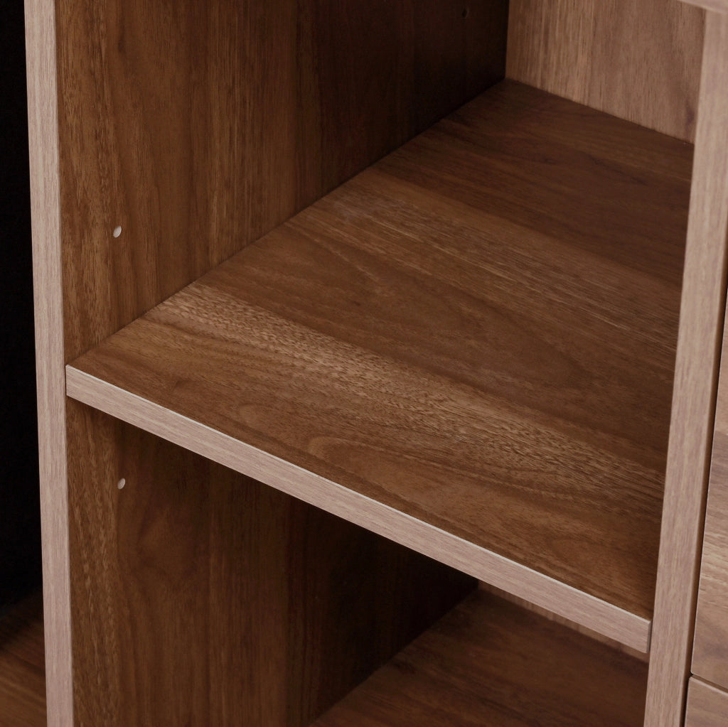 Sideboard 140x40x79;5 cm in MDF noce con 2 cassetti e ripiani aperti