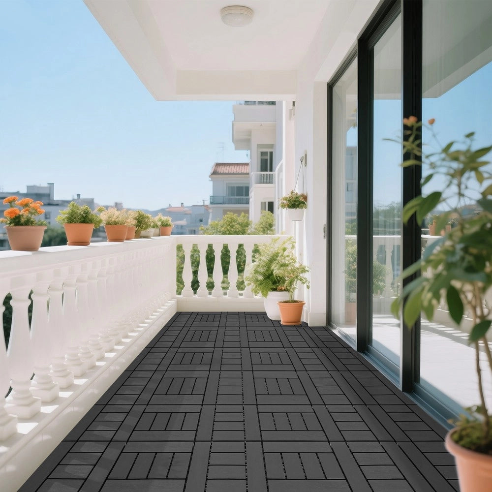 Piastrelle da Pavimento Interlocking per Esterni ¨C MINIMAL ¨C 44 pcs, Grigio Scuro, Balcone e Terrazza