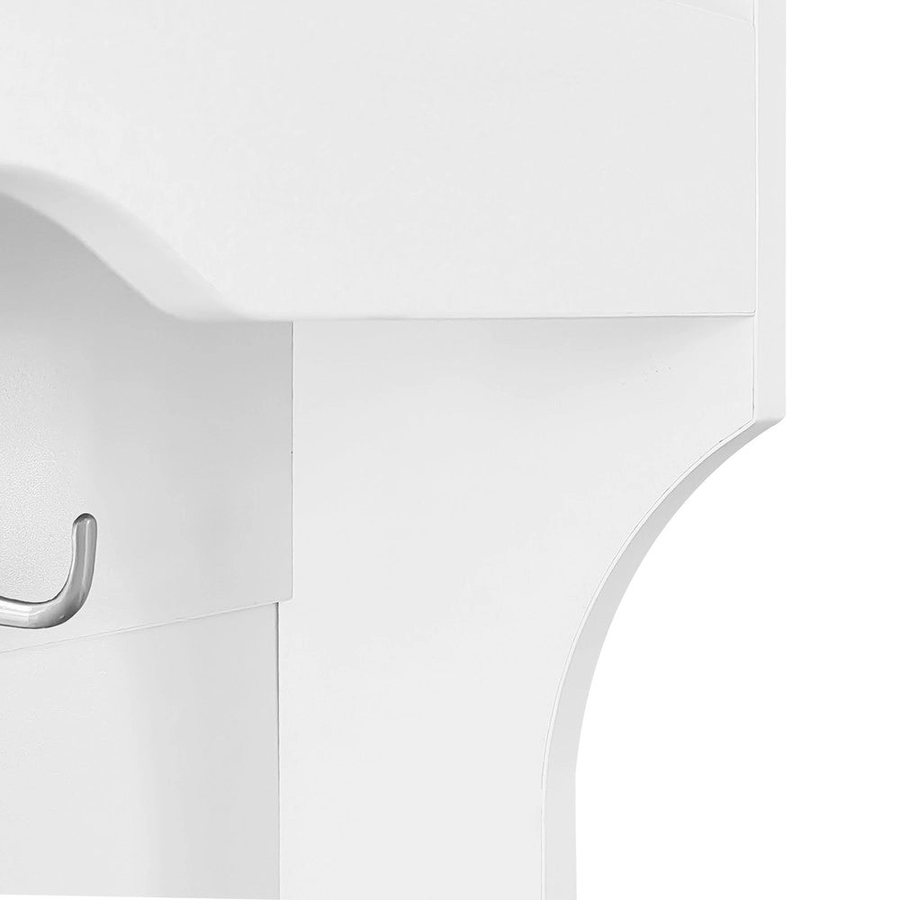 Scarpiera Panca con Appendiabiti ¨C MINIMAL ¨C Bianco, 4 Ganci, 2 Ripiani, Ingresso