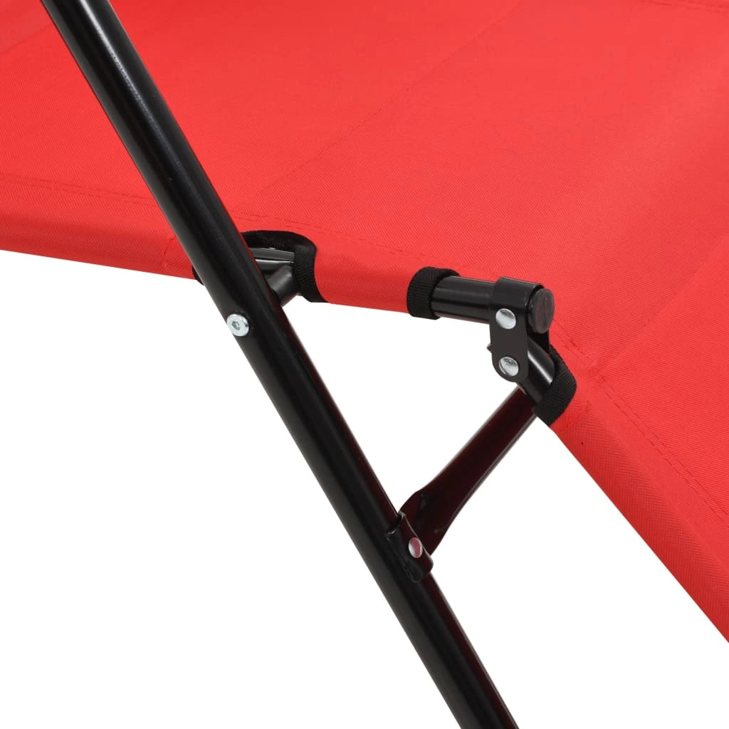 Set di due lettini prendisole pieghevoli con poggiapiedi acciaio rosso 02_0011945