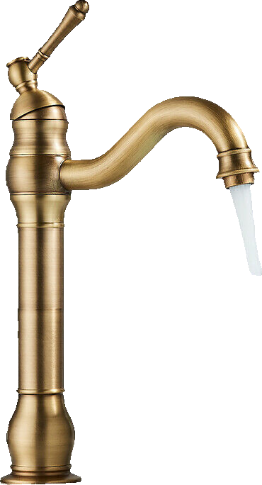 NALA | Rubinetto da bagno alto in ottone spazzolato vintage Gastro hotel | Retrò in acciaio inossidabile per lavabo alto | Miscelatore 2 connessioni