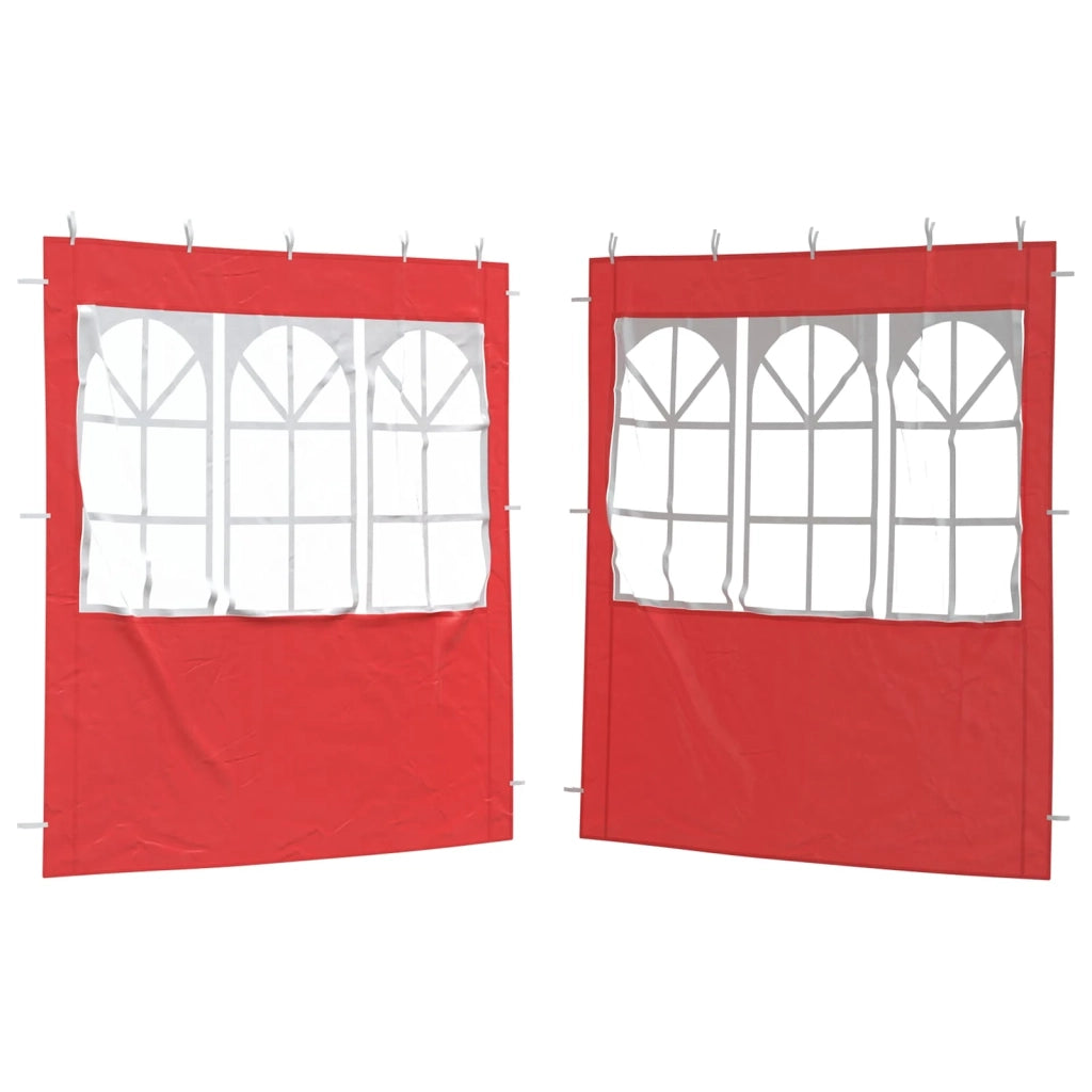 Parete per tenda da festa 2 pcs 200 x 195 cm Rosso PE e Acciaio