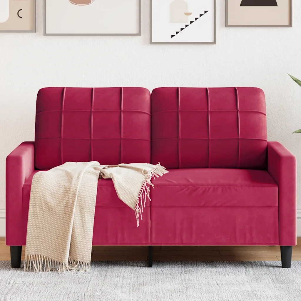 Divano a 2 Posti-Sofa 2 Posti Rosso Vino 120 cm in Velluto 855187