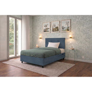 Letto imbottito Singolo 80x200 cm Button - Contenitore,Microfibra,Blu
