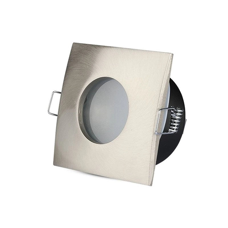 Porta Faretto Led GU10 MR16 Incasso Quadrato Colore Nichel Satinato Impermeabile IP54 SKU-3616