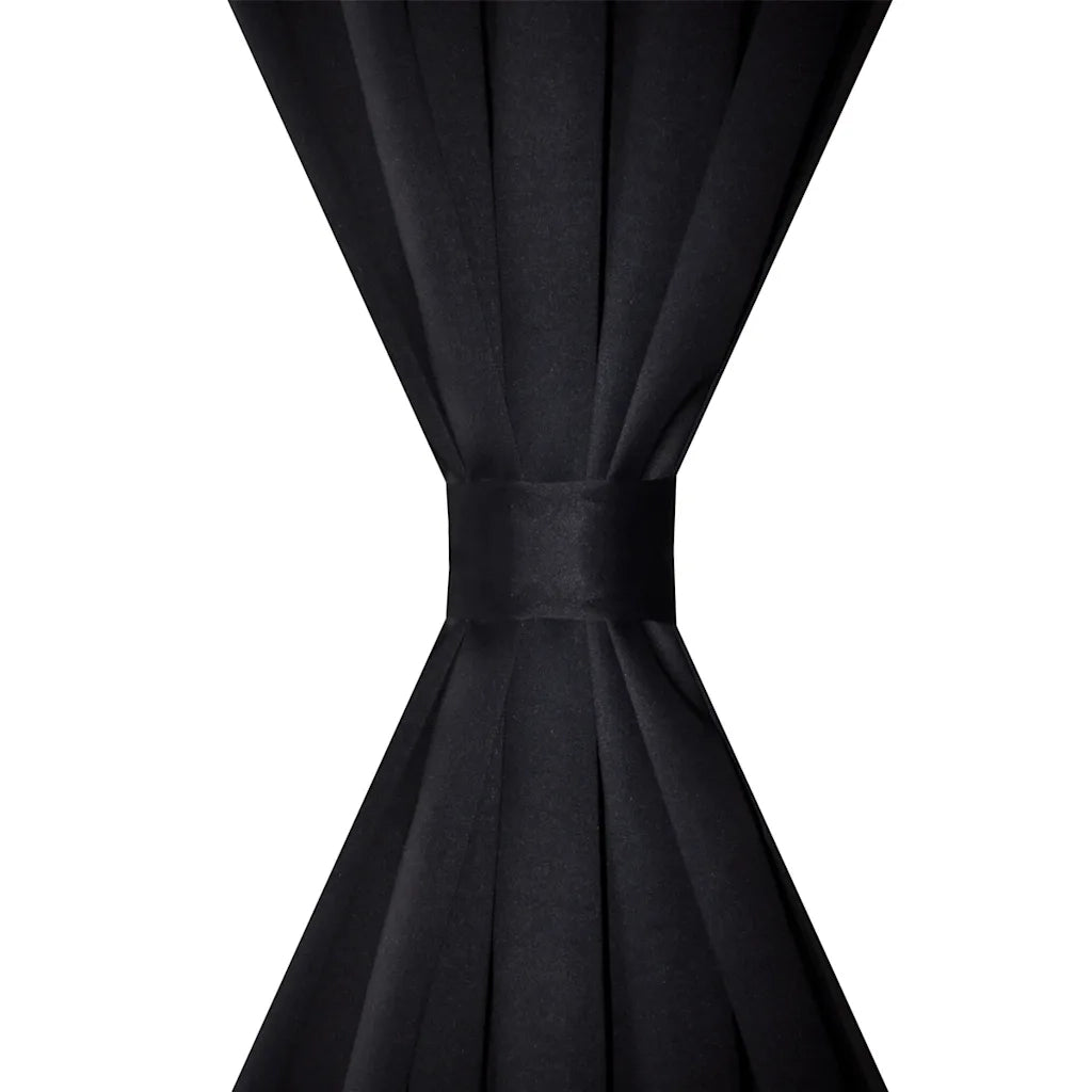 Tende Oscuranti Nere 2 pz con Orlo Ribattuto 135 x 245 cm 130370