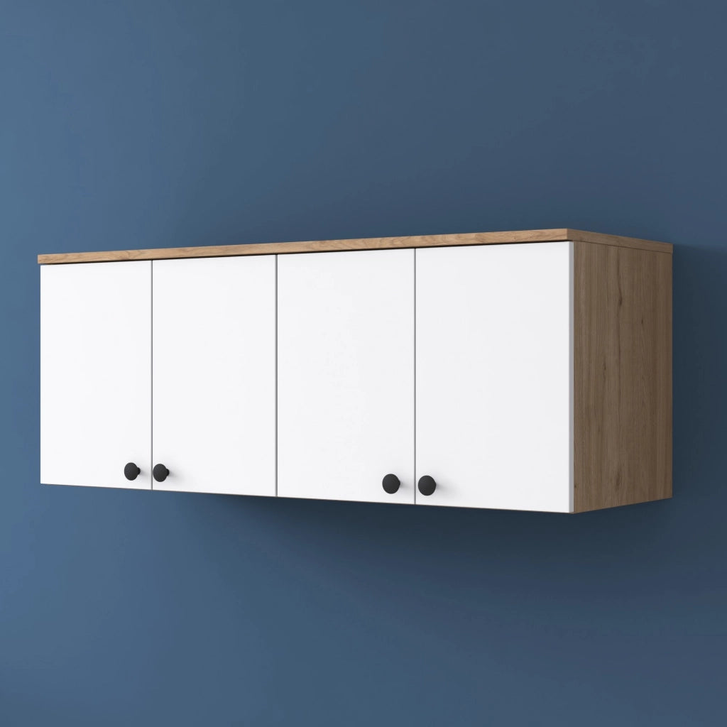 Rusco, Mobile Pensile 4 Ante, 120x47h cm Marrone Rovere