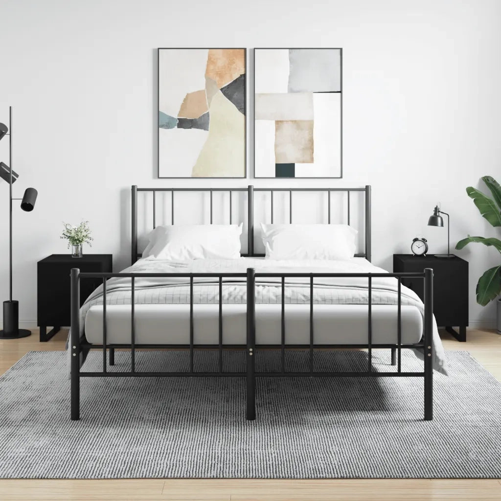 Set di 2 Comodini | Armadio da Notte | Mobiletto da notte Neri 40x40x50 cm in Legno Multistrato