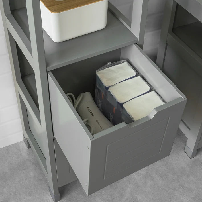 Mobile Bagno Colonna mobiletto Bagno salvaspazio Grigio L30*P30*A90 cm Grigio Scuro FRG127-SG