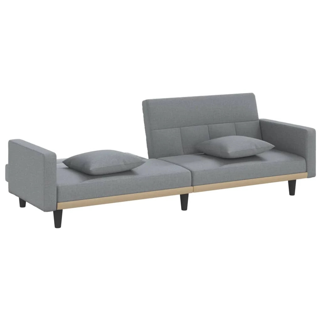 Divano letto con cuscini 220 x 89 x 70 cm tessuto grigio chiaro 02_0019830