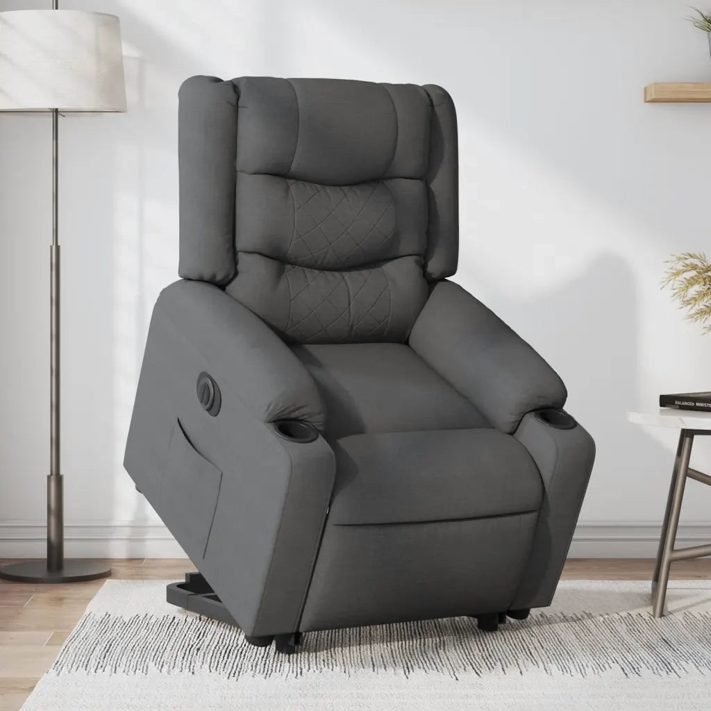Poltrona Alzapersona Reclinabile Elettrica Grigio Scuro Tessuto 3206580