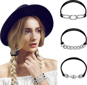 Set di elastici per capelli in argento moderno per donne e ragazze - accessori per capelli elastici con bracciale - 3 pezzi