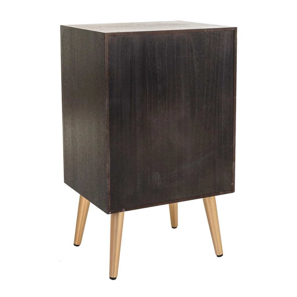 Comodino in legno laccato nero e rete 42x36,5x71