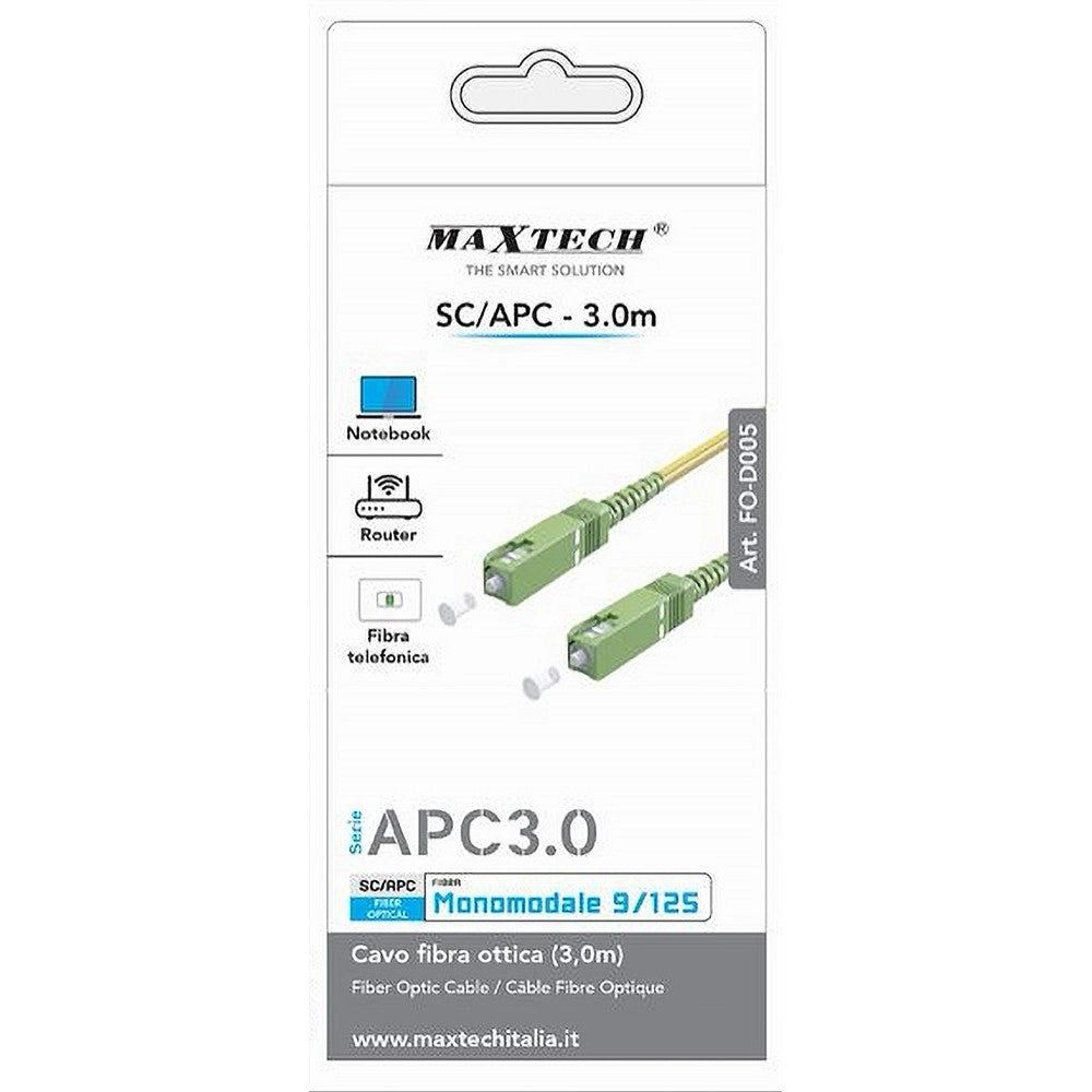 Trade Shop - Cavo Fibra Ottica Monomodale 9/125 Sc-apc 3 Mt Per Router Notebook Fo-d005-3.0m -