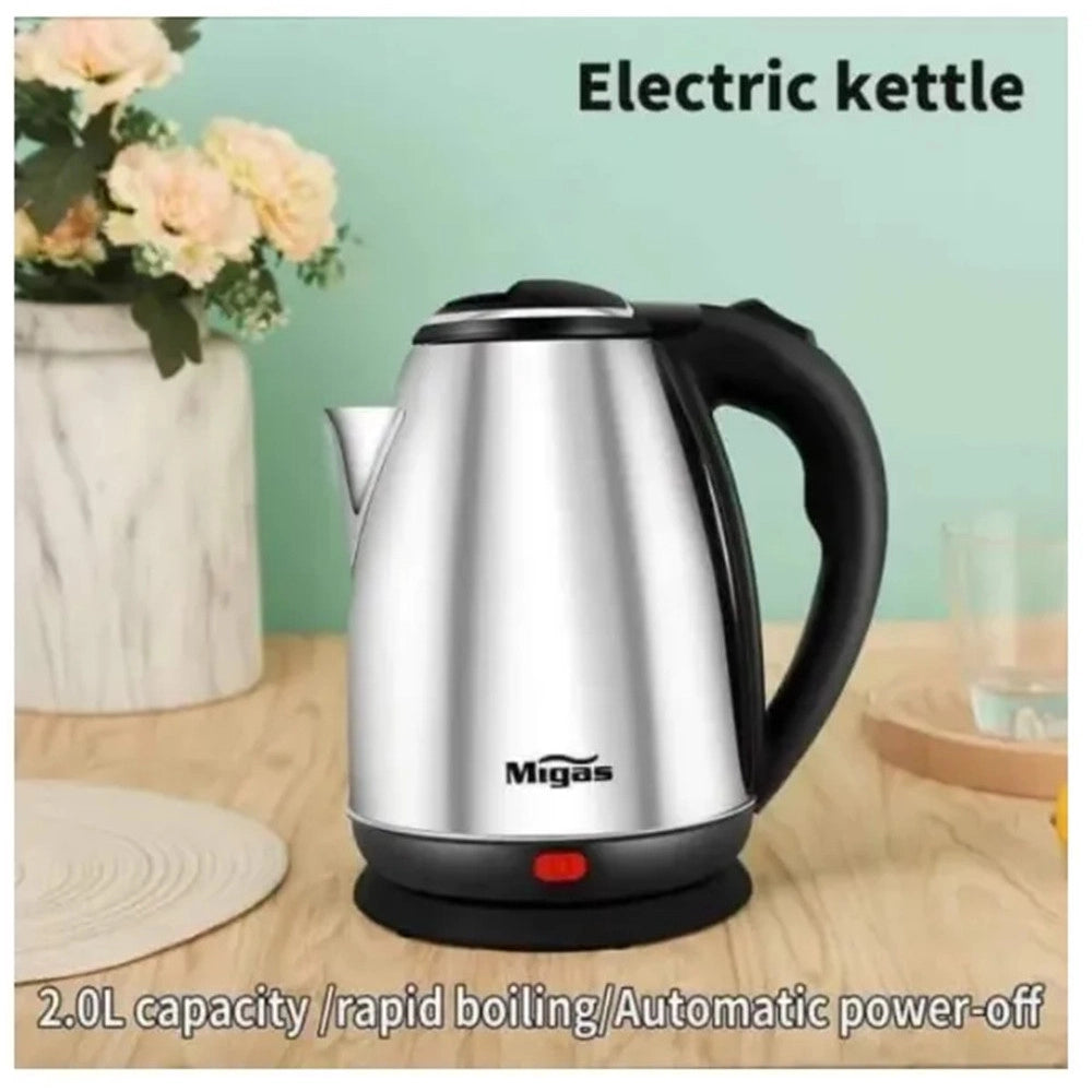 Trade Shop - Bollitore Elettrico 2lt In Acciaio 1500w Per Acqua Calda Resistente Spegnimento Automatico -